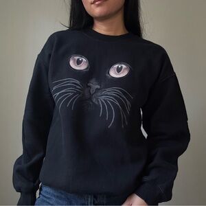 Cat Face Crew Neck Sweatshirt